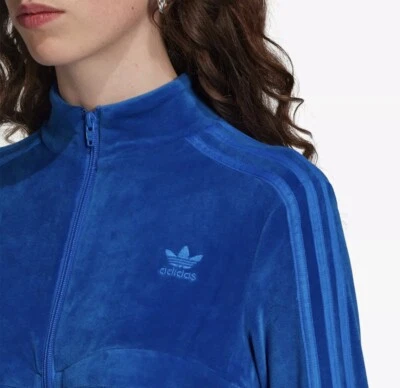Camiseta deportiva Adidas X Jeremy Scott H50965 original azul para mujer XS terciopelo $150 Foto 1 de 4