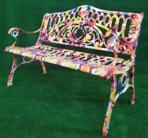 PANCHINA 2 POSTI IN ALLUMINIO CUBICATO FLOREALE MOD COLONIAL DA ESTERNO GIARDINO - Imagen 1 de 7