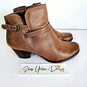 Baretraps Womens Rylen Whiskey Brown Faux Leather Side Zip Booties Sz9.5 Sh437.2 - Picture 1 of 8