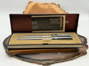 Vintage Parker Arrow Clip Silver Tone Pen/Pencil Set Unused original box--708.25 - Picture 1 of 5