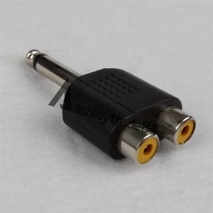 1PCS MONO Plug to dual 2×RCA Female Jack Splitter 1/4" 6.35mm - Picture 1 of 3