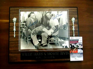 WILLIE MAYS MONTE IRVIN NY GIANTS HOF SIGNED AUTO VINTAGE 8X10 PHOTO PLAQUE JSA - Picture 1 of 7