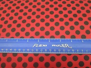 Black Polka Dots on Dark Red Background - 1 YARD - 36"L x 60"W - 100% COTTON - Picture 1 of 5