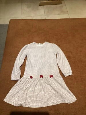 Vestido blanco con estampado floral y lazos rojos talla 6 Florence Eiseman para niñas Foto 1 de 4