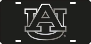 ETIQUETA DE COCHE ESPEJO AUBURN TIGRES NEGRA CON LOGOTIPO AU PLATEADO PLACA DE ACRÍLICO CORTE LÁSER - Imagen 1 de 5