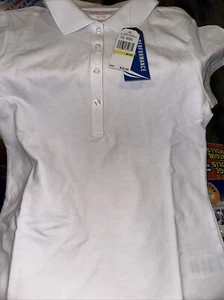 Nautica girls School Uniform Short Sleeve Pique Polo Shirt, White, Size M 7/9 - Picture 1 of 3