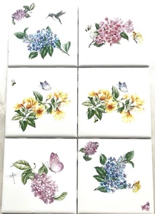 Schmetterling Blume Keramikfliesen Ofen gebrannt Kolibri 4,25”x4,25” Sonderangebot - Bild 1 von 1