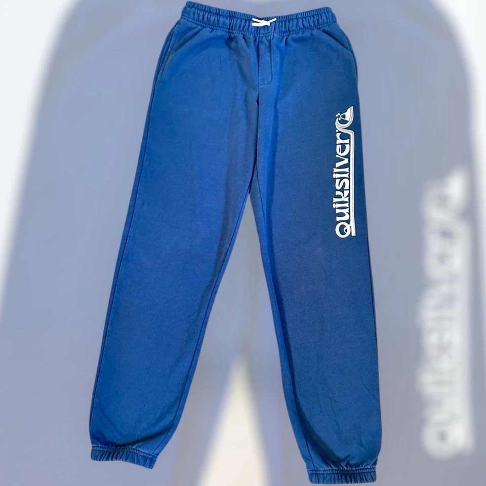 Navy Blue Quicksilver Sweatpants With White Logo Unisex Girl’s or Teen’s Large - Imagem 1 de 4