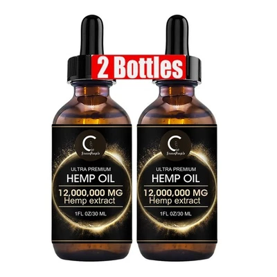 2pcs Organic Hemp Oil Ultra Premium Cold-Pressed Support Stress Joint Hair Healt - Image 1 of 4