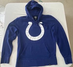 Vtg Indianapolis Colts Hoodie Mens Medium Blue Sweatshirt NFL Tag Horse Shoe - Picture 1 of 11