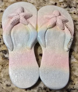 6" Starfish Ceramic Flip Flops Nautical Desk Top Clearwater Beach Art Souvenir - Picture 1 of 5