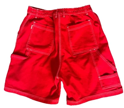 Big Bud Press Carpenter Jean Shorts Size L Unisex Red Denim Made In LA - Image 1 of 4