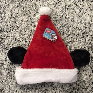 Mickey Mouse Santa Clause Hat Christmas NEW Disney Ears Red Thick Plush NWT #006 - Picture 1 of 4