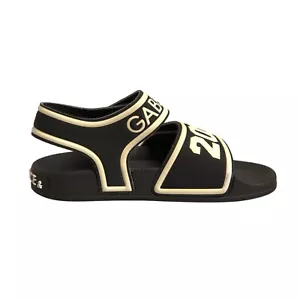 Dolce & Gabbana Kinder Schuhe Schwarz Bedruckt Nylon Flats Sandalen EU32/US1 UVP 220usd - Bild 1 von 10