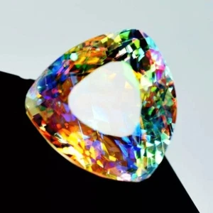 52 + Ct NATURAL Mystic Topaz Rainbow Color Trillion Cut Certified Gemstone - Picture 1 of 4