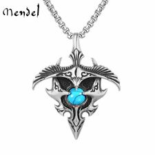 MENDEL Mens Native Indian Turquoise Cross Eagle Pendant Necklace Stainless Steel