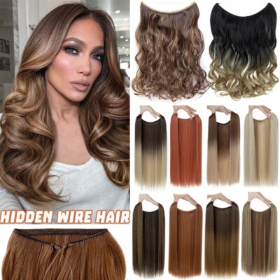 100% Natural Real as Human Hidden Wire in Hair Extensions Invisible Headband US - Image 1 of 4