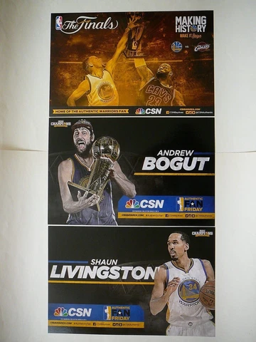 3 GOLDEN STATE WARRIORS AUTHENTIC FAN POSTERS-2016 FINALS VS CAVS/BOGUT/LIVINGST Cover