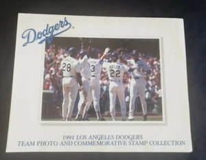 1991 Los Angeles Dodgers Team Photo &Commemorative Stamps+ Ticket Stub 9/28/1991 - Picture 1 of 8