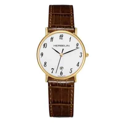 Herbelin Classique 12443P28MA Womens Brown Leather Strap Analog Dial Watch 34 mm - Image 1 of 3