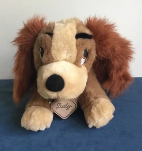 Disney Store Lady and the Tramp Laying Down Lady Plush 12" Open Mouth Has Tag - Picture 1 of 8