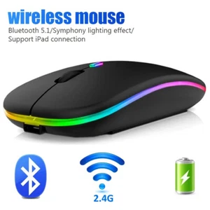 Wireless Gaming Mouse USB Mice 2.4GHz Rechargeable RGB Light For PC Laptop US - Picture 1 of 10