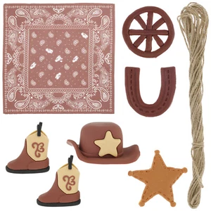 8Pcs Cowboy Cake Toppers Cute Cowboy Hat and Boot Cake Decorations Western GLG - Picture 1 of 11