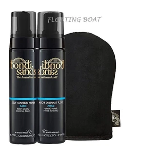 2 x Bondi Sands Self Tanning Foam DARK (6.76Oz) Coconut Scent + Mitt - Picture 1 of 5