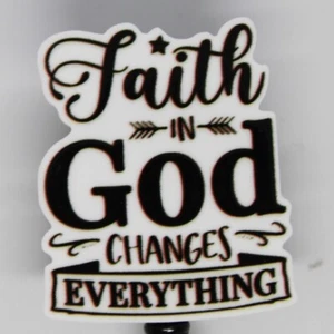 Faith in God Changes Everything Badge Reel ID Holder Christian Religious Jesus - Picture 1 of 2