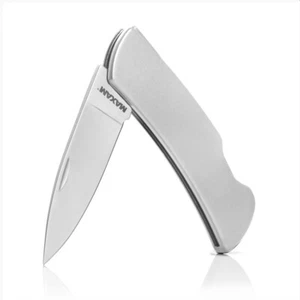 POCKET KNIFE Small Silver 3-1/2" Lockback Smooth Handle Engravable Wedding Gift - Picture 1 of 6