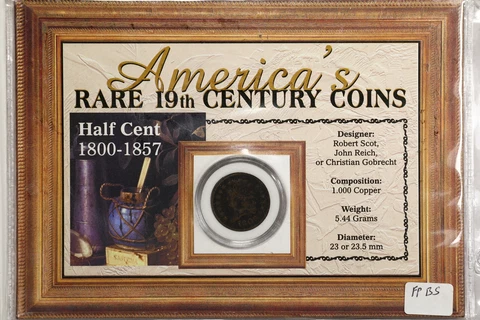 1809 1/2C Classic Head Half Cent in "America's Rare 19th Century Coins" Holder Cover