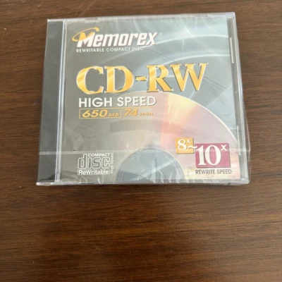 Memorex Cd-RW 小巧型磁盘 650MB 74 分钟可重写 8x 10X 全新 — 第 1/4 张图片