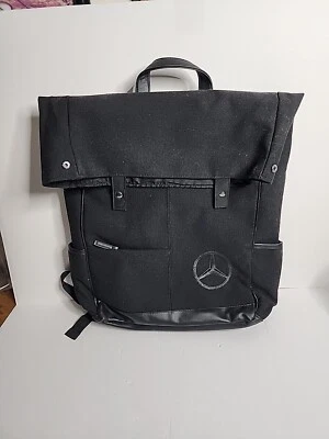 Mercedes Benz Black Canvas Backpack Mens Laptop Bag Large Carryon Luggage - Image 1 of 4