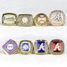 8Pcs/Set Atlanta Braves World Series Rings Replica For Fans Collection Size 8-14