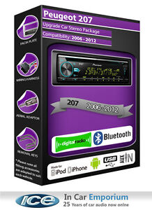 Peugeot 207 DAB radio, Pioneer car stereo CD USB player, Bluetooth Handsfree kit