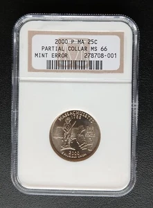 2000 P Partial Collar MASSACHUSETTS Error Quarter NGC MS 66 PICTURES INCLUDED - Picture 1 of 2