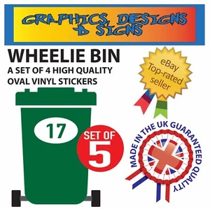 x5 WHEELIE BIN NUMBERS CUSTOM ROUND OVAL SHAPE STICKERS FOR HOME CAR A6-BN - 28B - Picture 1 of 1