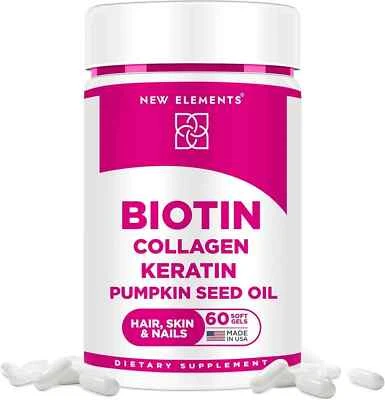 Biotin Supplement 10000mcg Collagen & Keratin Capsules for Hair Skin and Nails - Image 1 of 2
