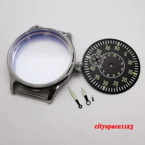 Fit st36 ETA 6497 movement 44mm Corgeut polished steel watch case + dial + hands - Picture 1 of 8