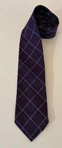 BROOKS BROTHERS Mens 100% Silk Neck Tie Purple With Dark And Light Blue Diamonds - Picture 1 of 4