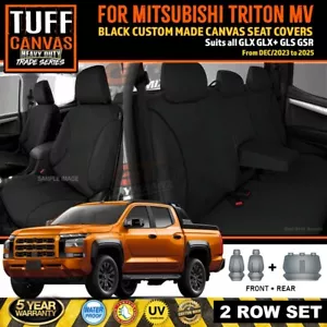 BLACK TUFF TRADE Canvas Seat Covers Triton MV GLX GLR GLS 12/2023-2025 2ROWS - Picture 1 of 9
