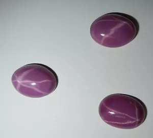 Opaque Star Ruby Oval 16x12 mm Cabochon 6 Rayed Lab-created Stone 3 pieces Lot - Picture 1 of 9