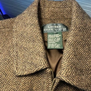 VTG Lauren Ralph Lauren  Herringbone Lined  Blazer Womens 12 Zipper - Picture 1 of 17