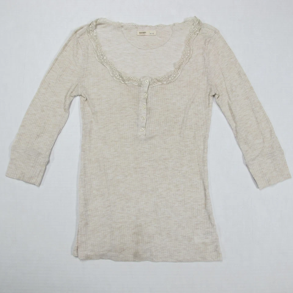 Top Babydoll Vintage Old Navy Mujer Medio Encaje Henley Y2K Cottagecore Angel Foto 1 de 4