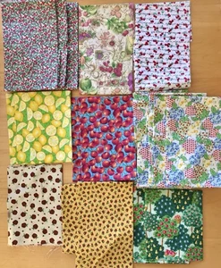 Fruit Themed Cotton Quilting Fabric 20 Pieces Cherries Lemons Fruit Trees More - Picture 1 of 9