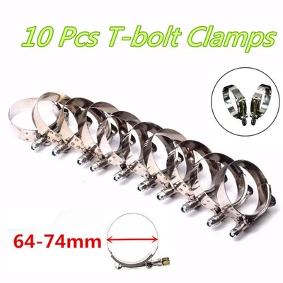 10in1 Stainless Steel T-Bolt 2.5 Inch Car Silicone Turbo Pipe Hose Coupler Clamp - Image 1 of 4