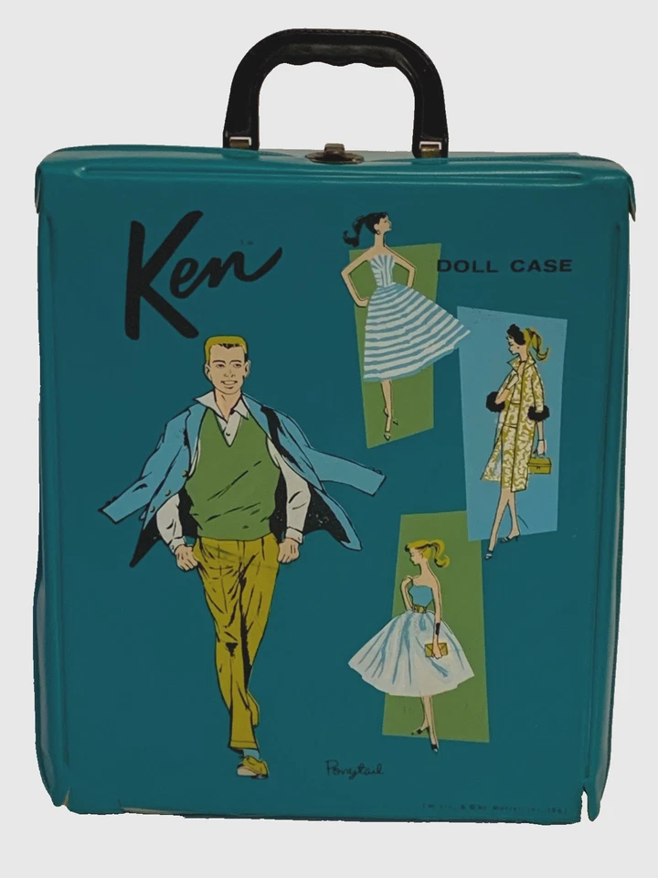 Vintage Mattel 1961 Ken Ponytail Barbie Fashion Turquoise Blue Green Doll Case - Image 1 of 4