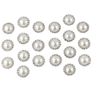 20Pcs 18MM Rhinestones Pearl Buttons Faux Pearl Embellishments Jewelry Making - Picture 1 of 11