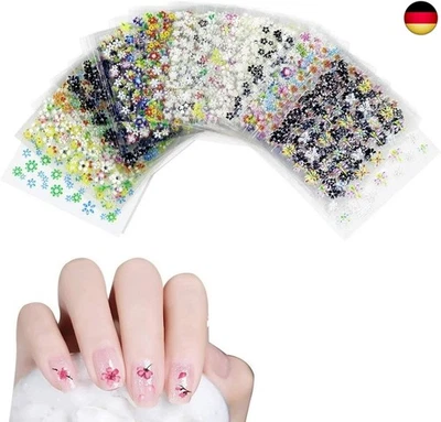 NUOSHEN 50 Blätter 3D Design Nagel Sticker, 3D Nail Art Sticker Aufkleber