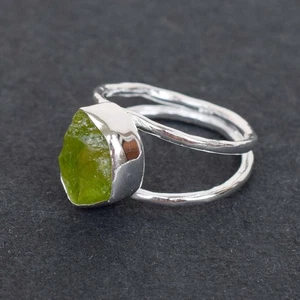 Natural Peridot Crystal Ring 925 Sterling Silver Peridot Birthstone Ring-RR137 - Picture 1 of 2